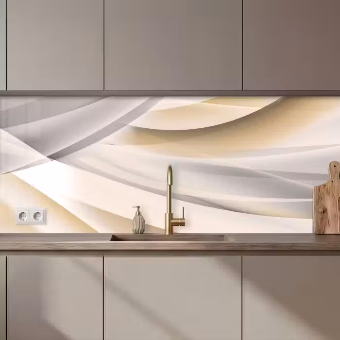 Kitchen splashback - Waves - Abstract - Beige