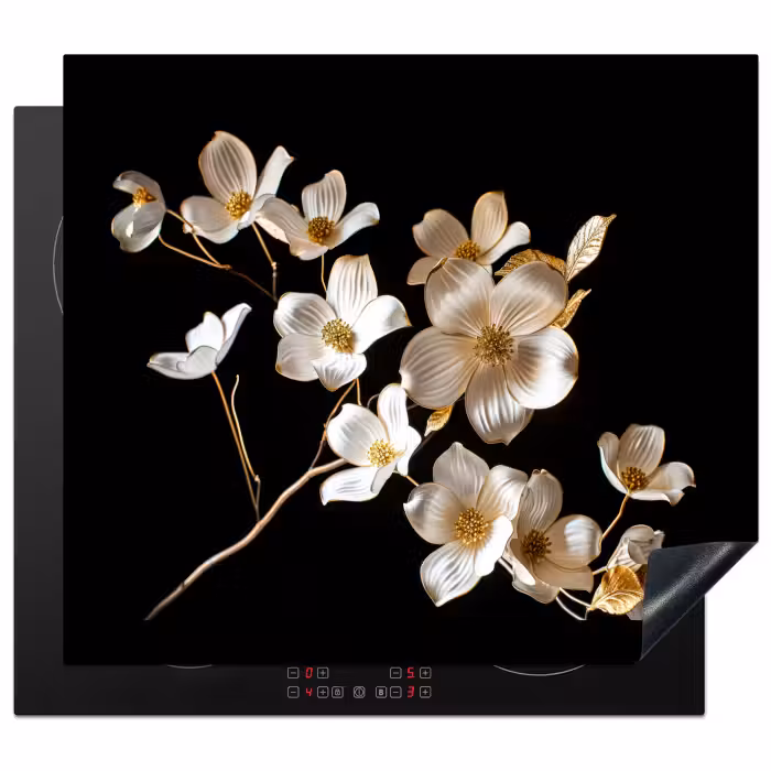 Induction hob protector - Elegance in Ivory and Gold
