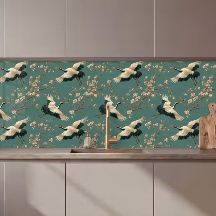 Kitchen splashback - Cherry Blossom - Maternity Bird - Green