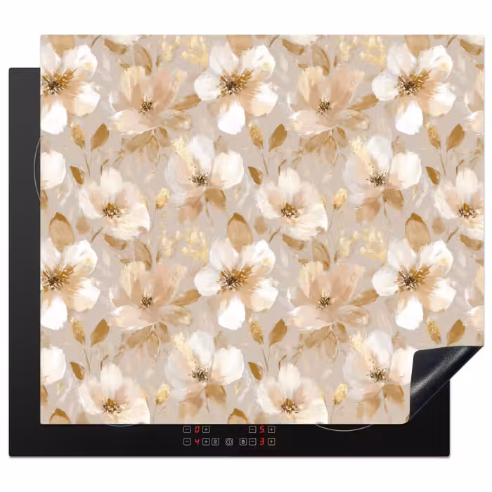 Induction hob protector - Flowers - artistic - Gold