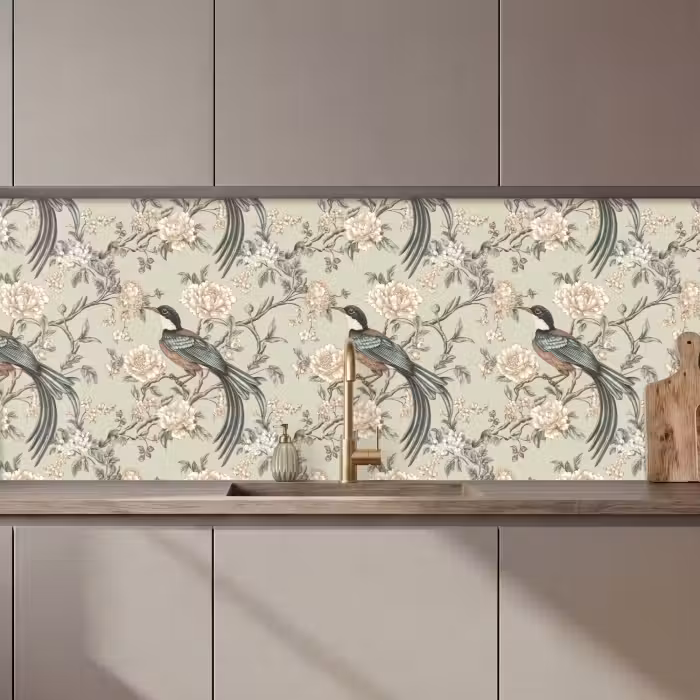Kitchen splashback - Flower - Bird - Colorful