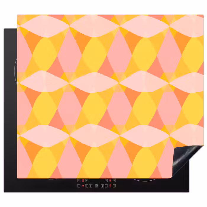 Induction hob protector - Colorful - Checkered pattern - Leaf shapes