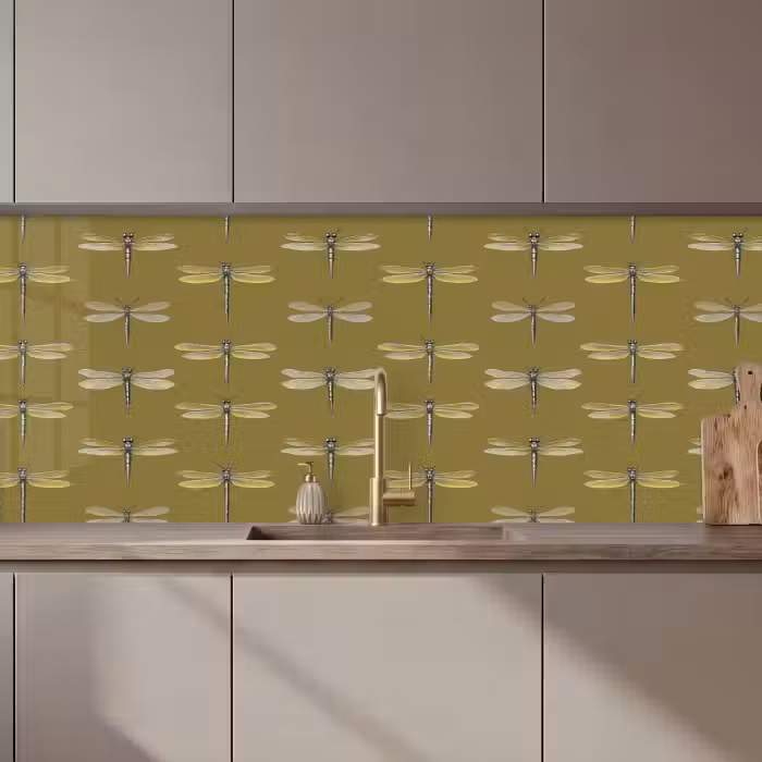Kitchen splashback - Dragonflies - Pattern - Green