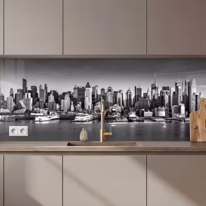 Kitchen splashback - Skyline - City - Skyscrapers - Black - White